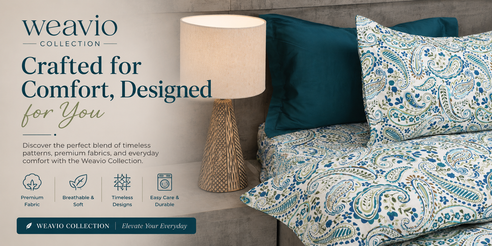 Weavio Collection-Soft, Stylish & Complete – Superking Bedsheet with 2 Piping Pillow Covers